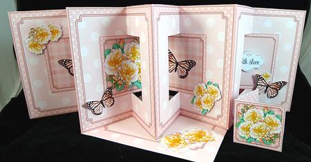 3D Flowers & Butterflies Accordian Swing Card by Peggy Stogdill
