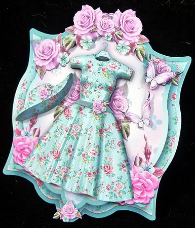 Soft Pastel Silky Floral Dress in Tag Card Form by Peggy Stogdill