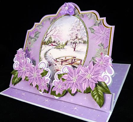 Christmas Lilac Snowscene 3D Easel Card Mini Kit by Peggy Stogdill