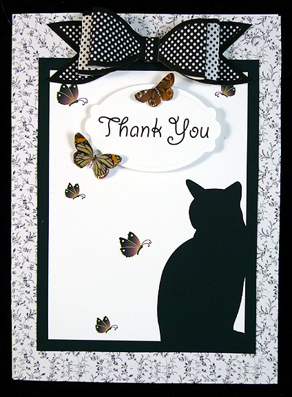 Cat and Butterflies A4 Card by Peggy Stogdill
