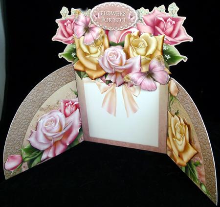 Wrap Flaps Flower Shape Card a Bunch of Roses by Peggy Stogdill