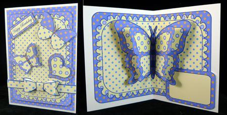 Double Pop-out Butterfly - Blue & Yellow Polka Dots by Peggy Stogdill