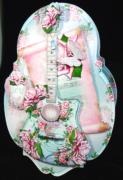 English Roses Decorative Guitar by Peggy Stogdill