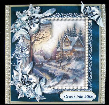 Lovely Christmas Scene and Silver Holly  by Peggy Stogdill