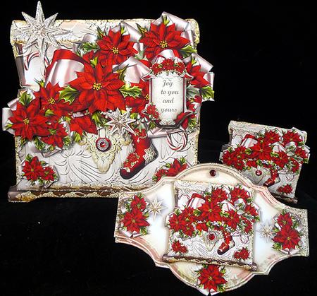 Christmas Chest with Red Poinsettias by Peggy Stogdill