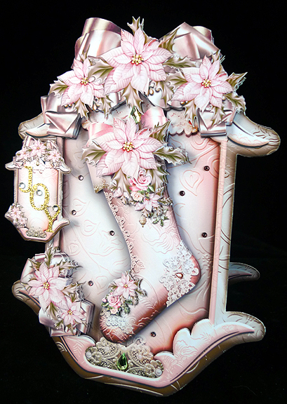 Christmas Stockings with Soft Rose Poinsettias by Peggy Stogdill