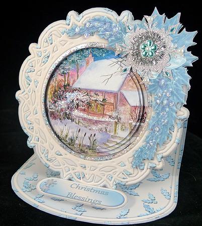 Christmas Cottage Framed Easel Card Mini Kit by Peggy Stogdill