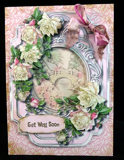 Beautiful Rose Cottage and Cream Roses  by Peggy Stogdill