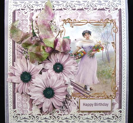 Picking Flowers Card with Decoupage by Peggy Stogdill