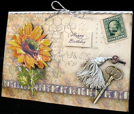 Vintage Sunflower Quick Card by Peggy Stogdill