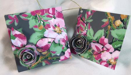 Black Col Blossom Rolled Rose 3in Favour/gift Box N' Card by Peggy Stogdill