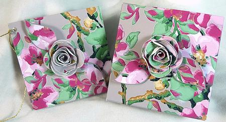 Silver Col Blossom Rolled Rose 3in Favour/gift Box N' Card by Peggy Stogdill