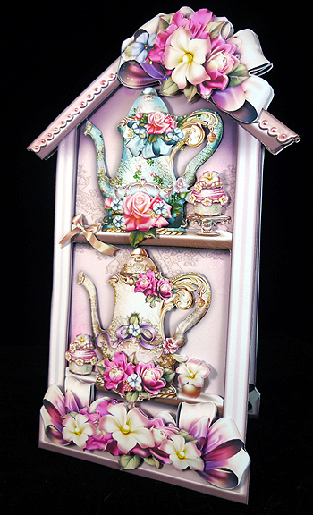 Beautiful Vintage Cabinet with Teapots and Cakes by Peggy Stogdill