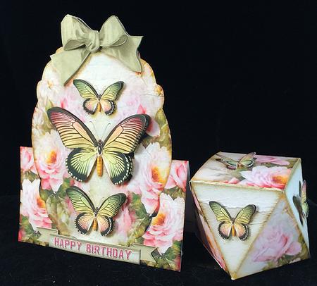 Over the Top Card with Facets Box Butterflies 178 Green by Peggy Stogdill