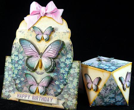 Over the Top Card with Facets Box Butterflies 176 Yellow by Peggy Stogdill