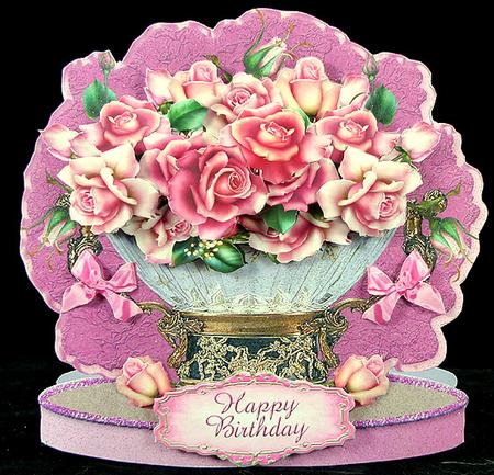 Crystal and Roses Shaped Card Plus Gift Card by Peggy Stogdill