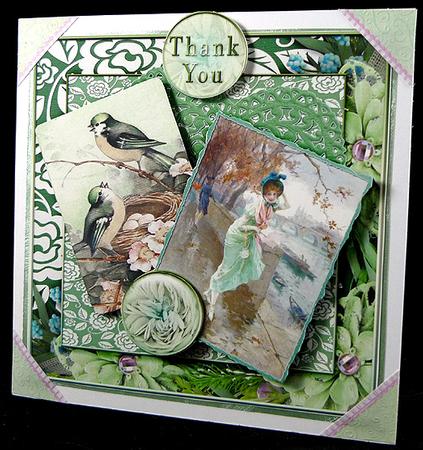 Cardtopper 7x7 with Inlet Green Flower 239 by Peggy Stogdill