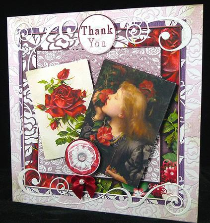 Cardtopper 7x7 with Inlet Red Flower 241 by Peggy Stogdill
