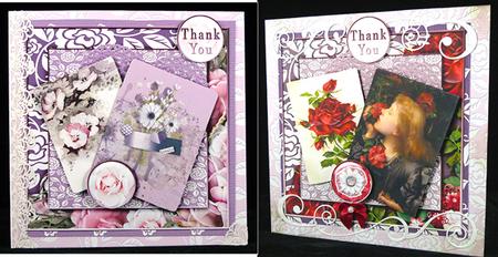 15 x A4 Backgroundpaper White Flower 134 Purple by Peggy Stogdill