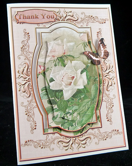 Cardtopper Peach Roses 294 by Peggy Stogdill