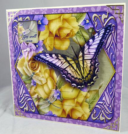Cardtopper Lovely Butterfly Yellow Purple 401 by Peggy Stogdill