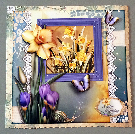 Cardtopper Daffodils Happy Easter 798 by Peggy Stogdill