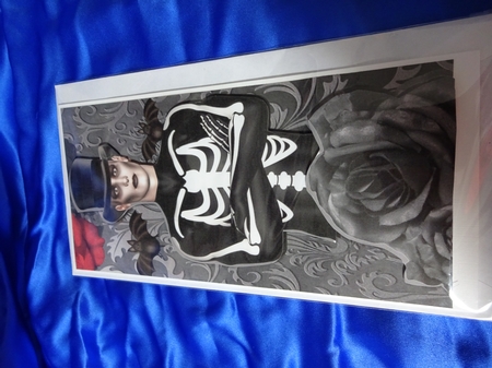 Skelly Man with Red /black Roses & Bats Tall Dl by Penni Currie