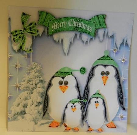 Cute Little Christmas Penguins with Bow by Penny Nantell