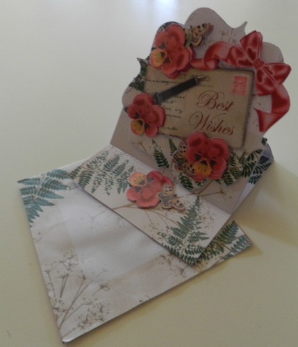 Red Pansy Cream Best Wishes Easel Card and Envelope Kit by Penny Nantell