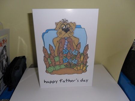 Happy Dog Father's Day Greeting Card Front by Nicola Busuttil