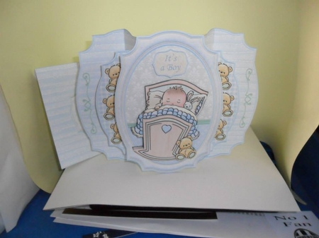 New Baby Boy Double Pop Out Card Kit & Decoupage by Nicola Busuttil