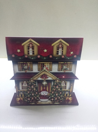 Christmas House with Snowman and Trees Card by Nicola Busuttil