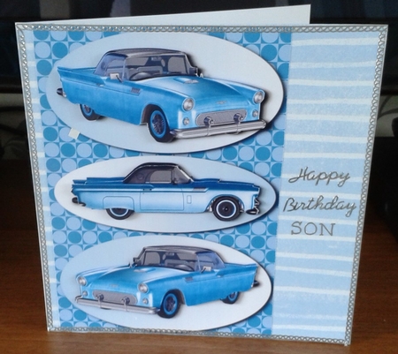 Classic Car T-bird Blue + Decoupage by Peter Sparkes