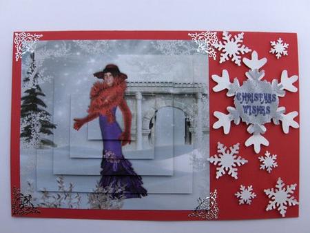 Red Hat Lady in the Snow Christmas by Priscilla Sharp