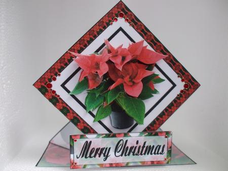 Poinsettia Diamond Fold Card by Priscilla Sharp