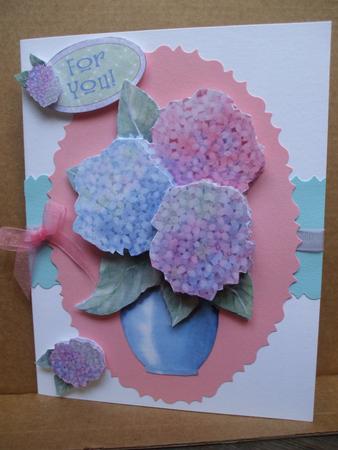 Hydrangea Cascade Card - Sheet 2 Decoupage by Priscilla Sharp