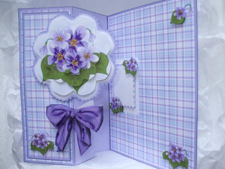 Violets and Checks Foldback Card - Sheet 1 by Priscilla Sharp