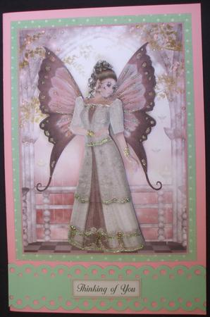 Fairy in Pink and Green Decoupage by Priscilla Sharp
