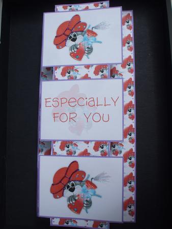 Cute Little Red Hat Cat with Party Cracker 3 Panel Foldback by Priscilla Sharp