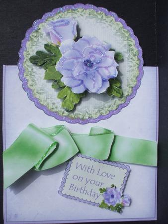 Purple Roses - Vertical Foldback Card by Priscilla Sharp