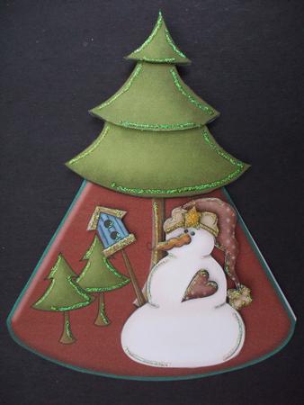 Snowgirl with Trees Wobble Card by Priscilla Sharp