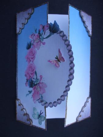 Butterflies & Flowers Jeweled Frame Blank Gate Fold Card 2 by Priscilla Sharp