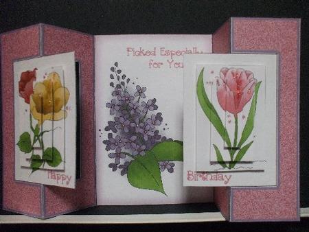 Tulips & Lilac Double Cut Fold + Pyramids by Priscilla Sharp