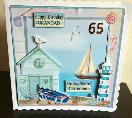 Beach Hut and Boat Frame Card, Birthday,Retirement,Fathers Day Featured Gallery Photo