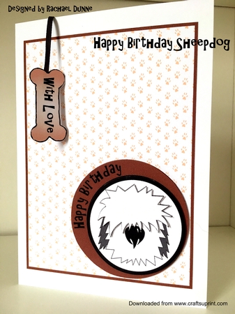Happy Birthday Sheepdog (brown) by Rachael Dunne