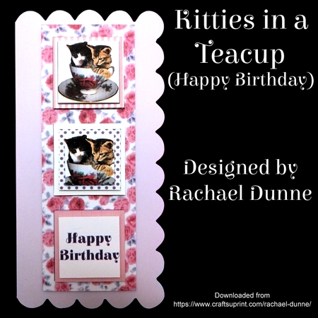 Kitties in a Teacup with Verse (Birthday) by Rachael Dunne