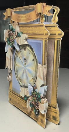 Carriage Clock Card - Fircone Bow by Rachel Capes