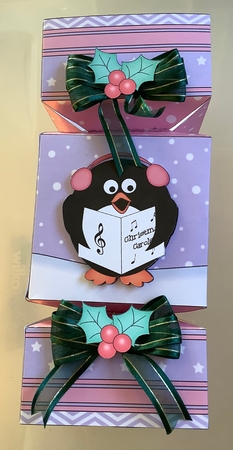 3D Large Christmas Cracker Box -  Pip Penguins is Carol Singing by Rachel Capes