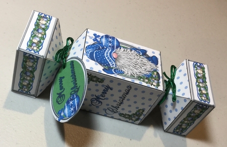 BLUE CHRISTMAS GNOMES CRACKER GIFT BOX by Rachel Capes