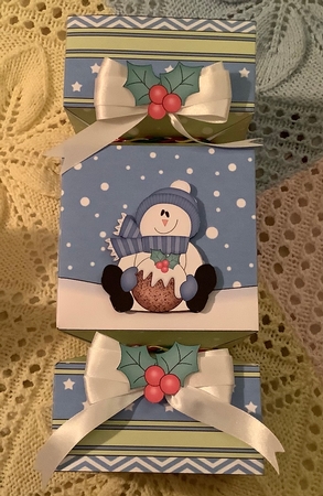 3D Large Christmas Cracker Box Mini Kit -  Snowman Rio has an Xmas Pudding by Rachel Capes
